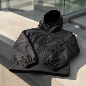 Charles River Apparel Black Hooded Anorak Windbreaker